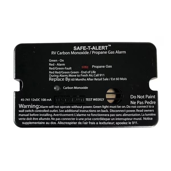 45-Series Combo Carbon Monoxide Propane Alarm Surface Mount - Black, Safe-T-Alert, Mfr#: 45-741-BL